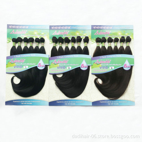 Adorable synthetic hair extension, 16"18"20" in a pack,  high quality protein synthetic hair weft vivid 6pcs no closure
